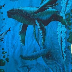 VTG‎ 90s Harlequin Humpback Whale All-Over Single-Stitch T-Shirt Medium